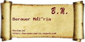 Berauer Mária névjegykártya